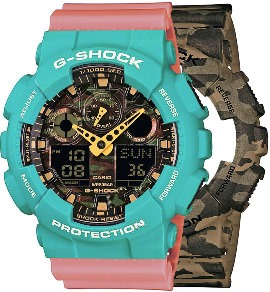 G-SHOCK SET GA-100CM-5AER + BEZEL 10410475 + PASEK 10498150