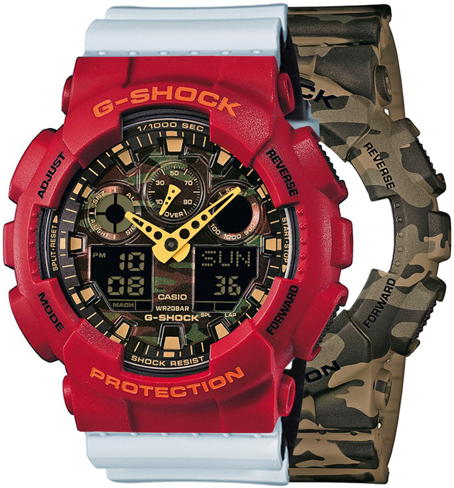 G-SHOCK SET GA-100CM-5AER + BEZEL 10441433 + PASEK 10527469