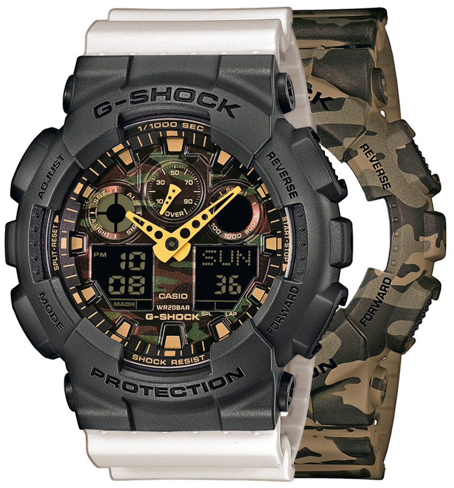 G-SHOCK SET GA-100CM-5AER + BEZEL 10467795 + PASEK 10395227