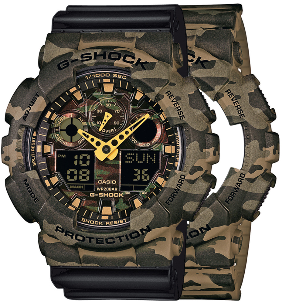 G-SHOCK SET GA-100CM-5AER + BEZEL 10507070 + PASEK 10536683