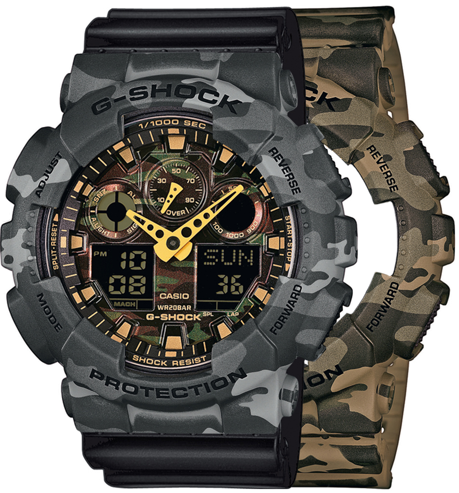 G-SHOCK SET GA-100CM-5AER + BEZEL 10507071 + PASEK 10536683