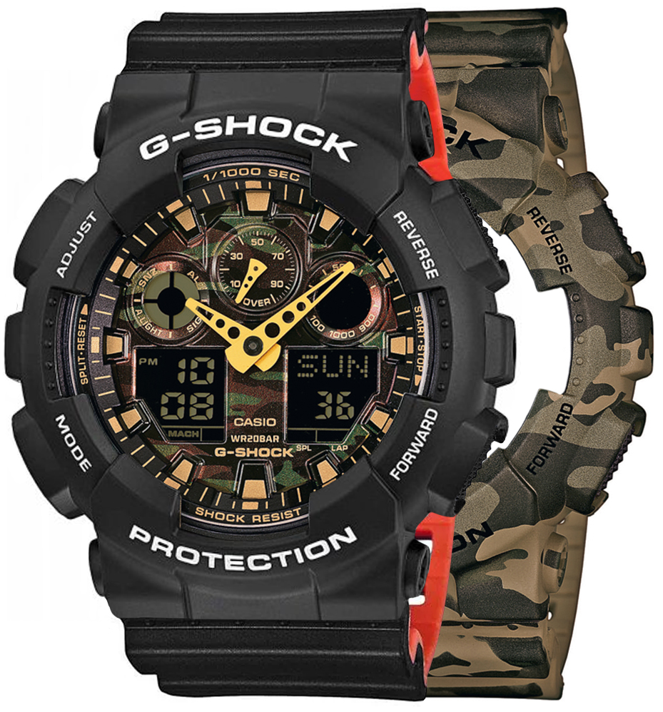 G-SHOCK SET GA-100CM-5AER + BEZEL 10508136 + PASEK 10577142