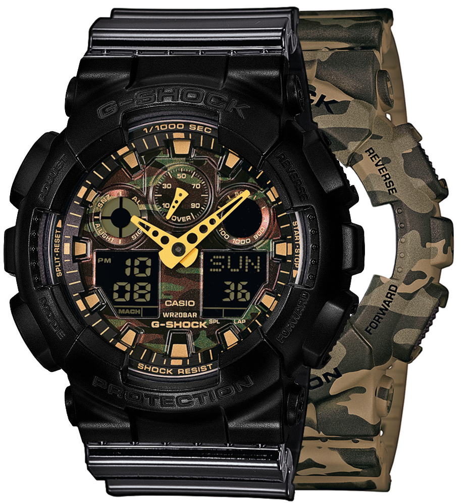 G-SHOCK SET GA-100CM-5AER + BEZEL 10523429 + PASEK 10378391
