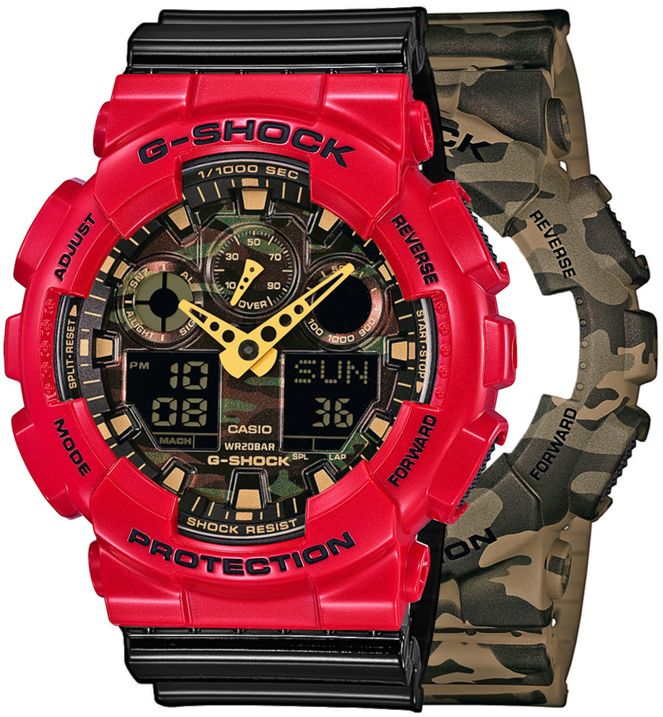 G-SHOCK SET GA-100CM-5AER + BEZEL 10557822 + PASEK 10378391