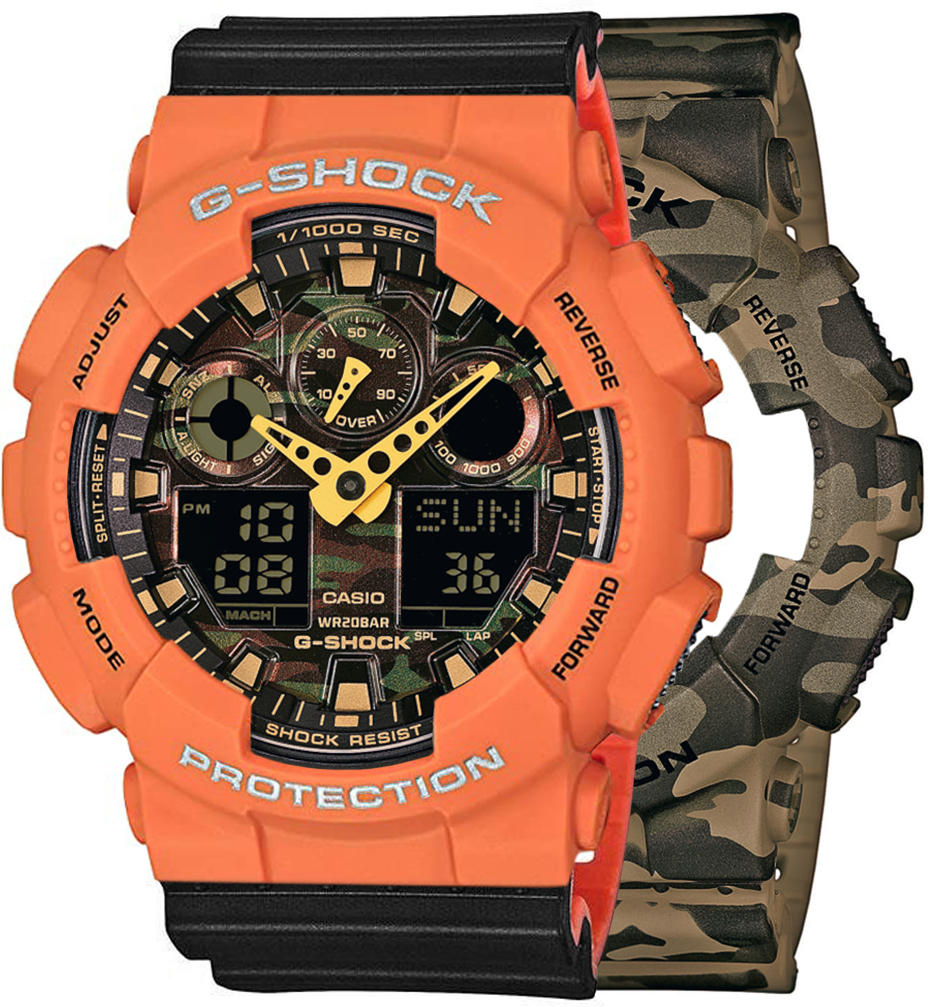G-SHOCK SET GA-100CM-5AER + BEZEL 10589006 + PASEK 10577142