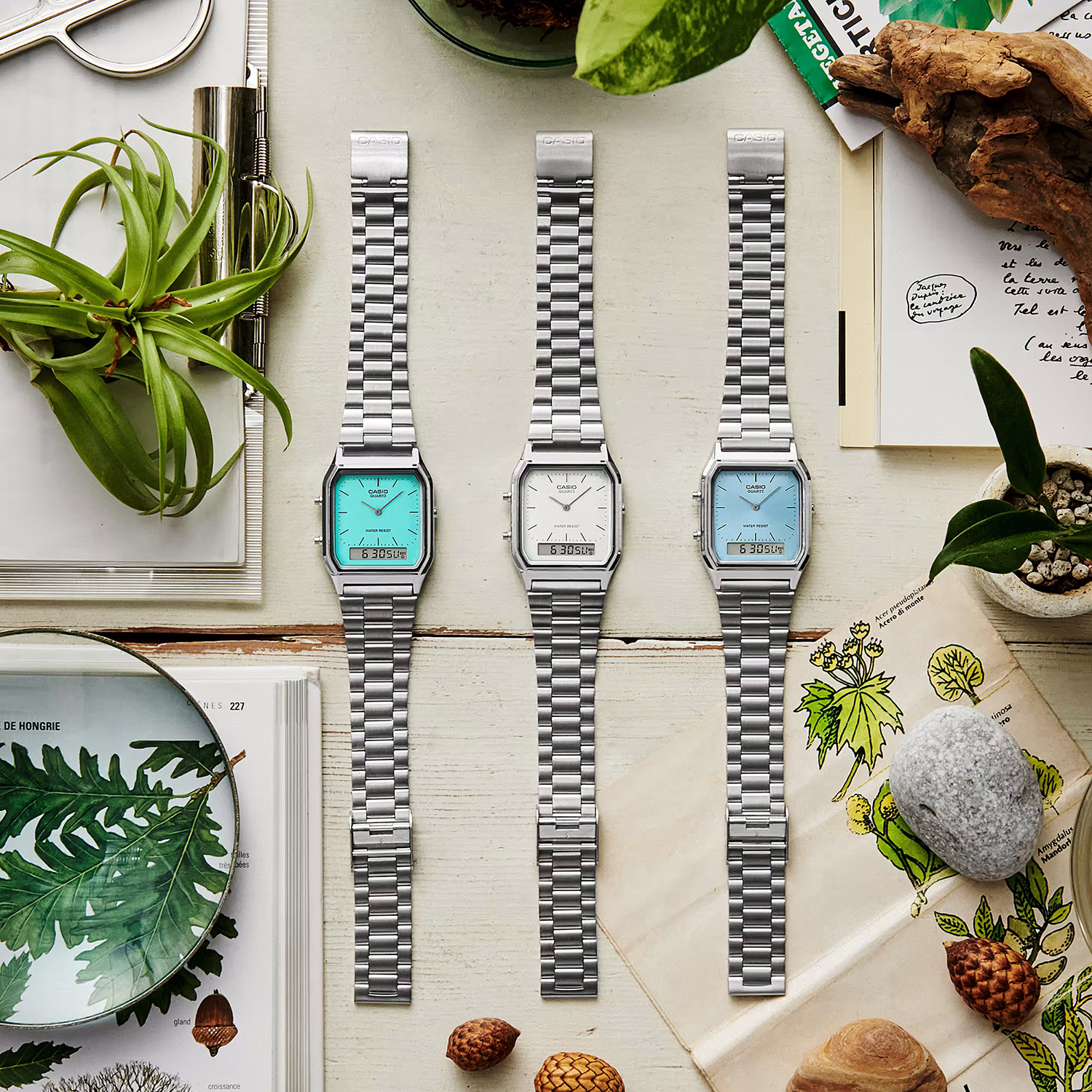 Casio Vintage AQ-230A-2A2MQYES zegarek srebrny klasyczny VINTAGE Maxi bransoleta - miniatura 5