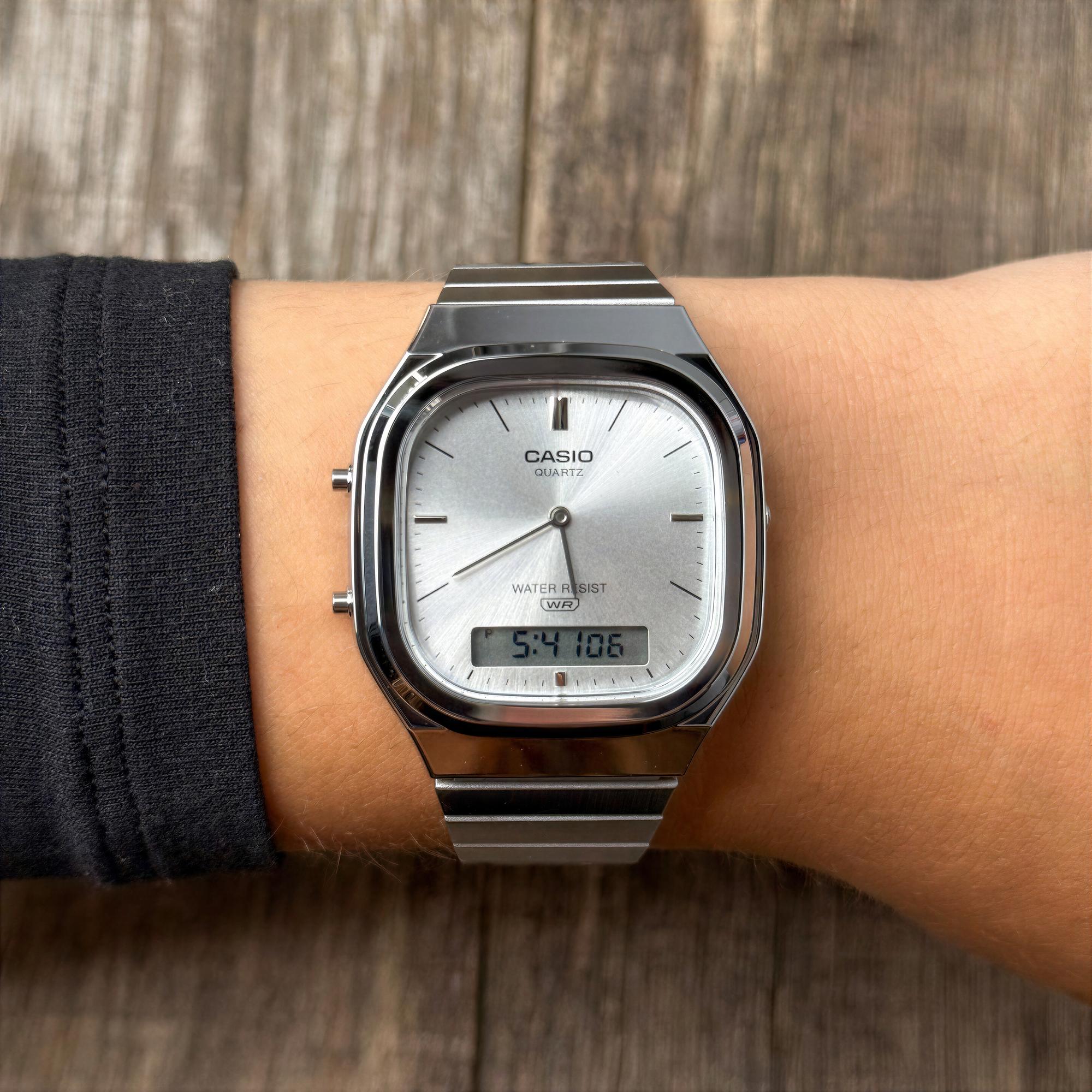 Casio Vintage AQ-240E-7AEF Vintage klasyczny zegarek srebrny - miniatura 12
