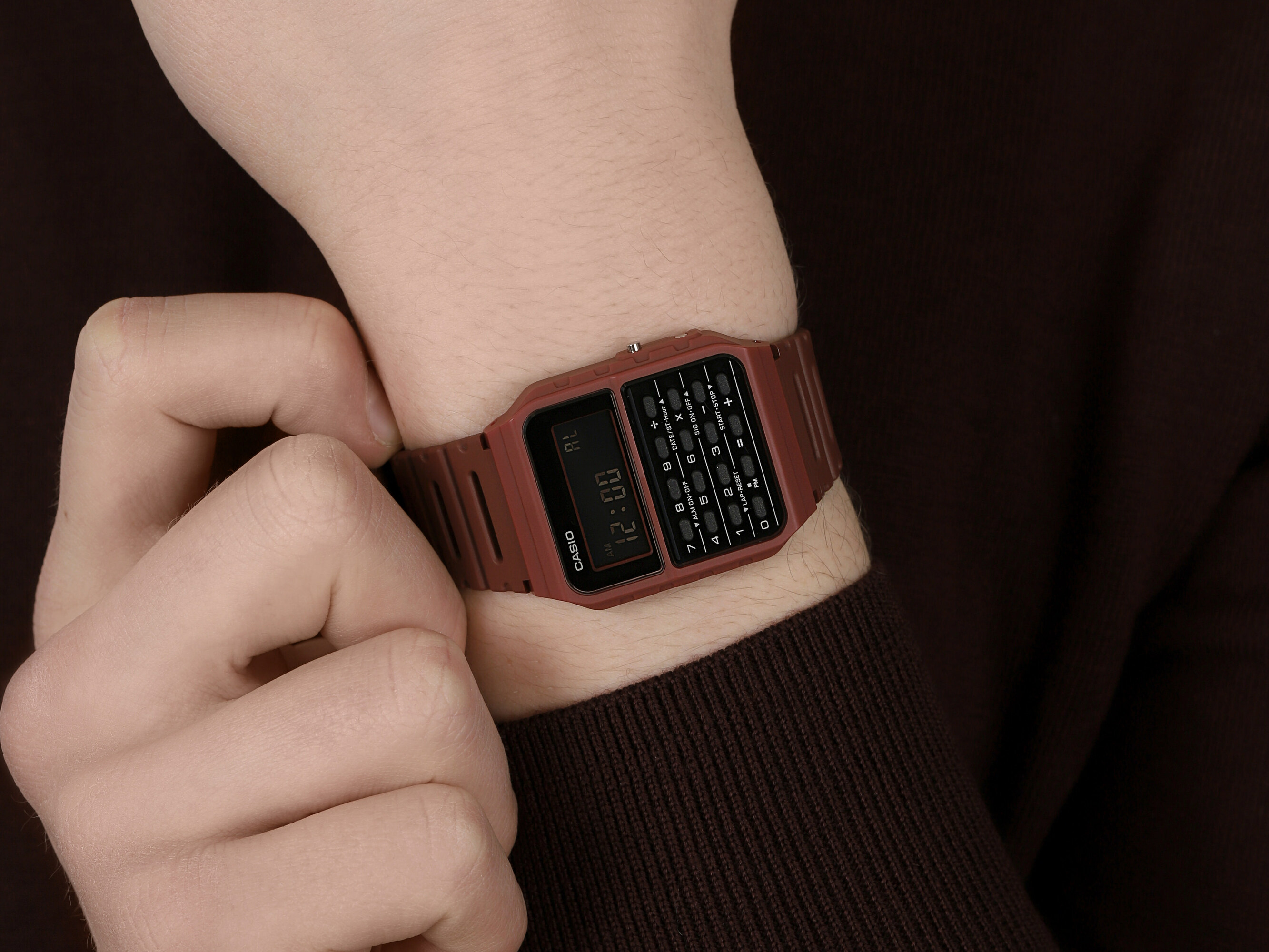 Casio Vintage CA-53WF-4BEF zegarek czerwony retro VINTAGE Oldschool pasek - miniatura 4