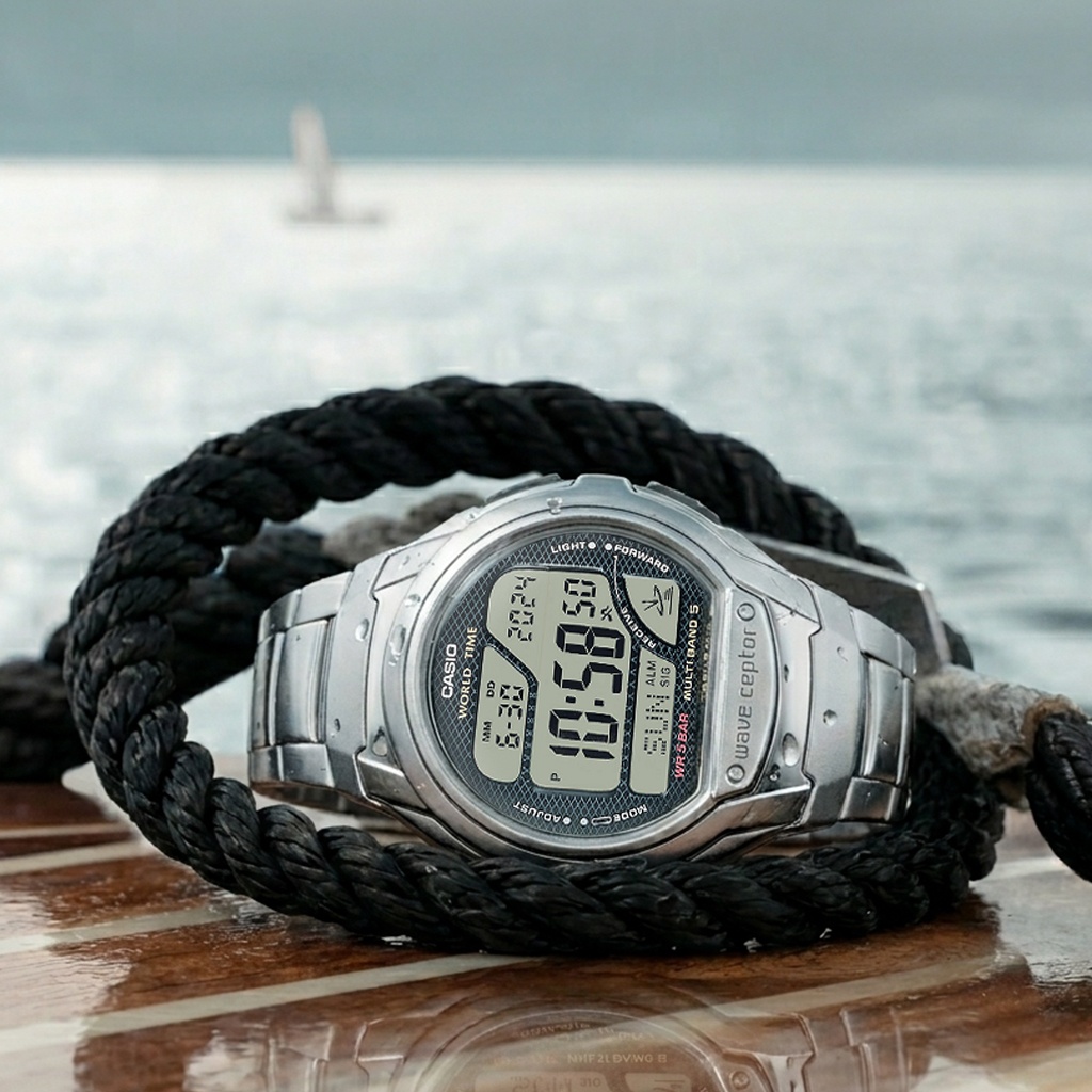 Casio WV-58RD-1AEF męski zegarek Waveceptor bransoleta - miniatura 3