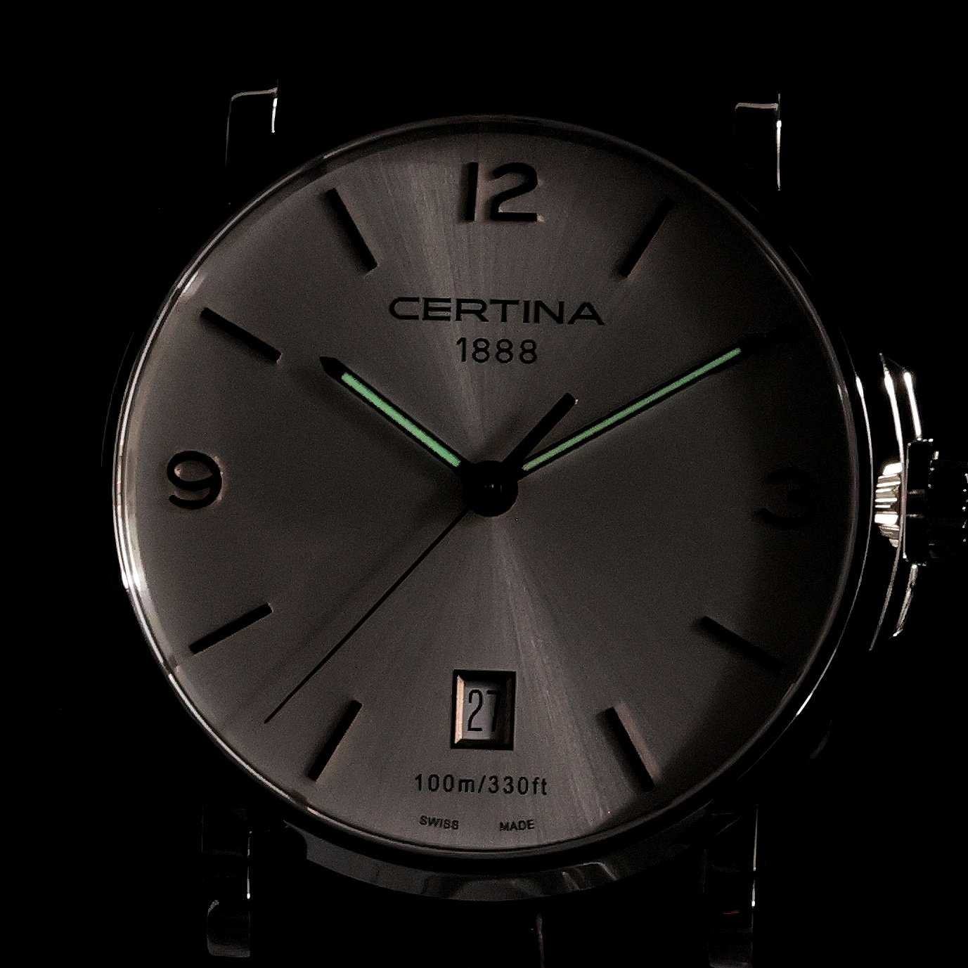 Certina C0174101603701 zegarek srebrny klasyczny DS Caimano pasek