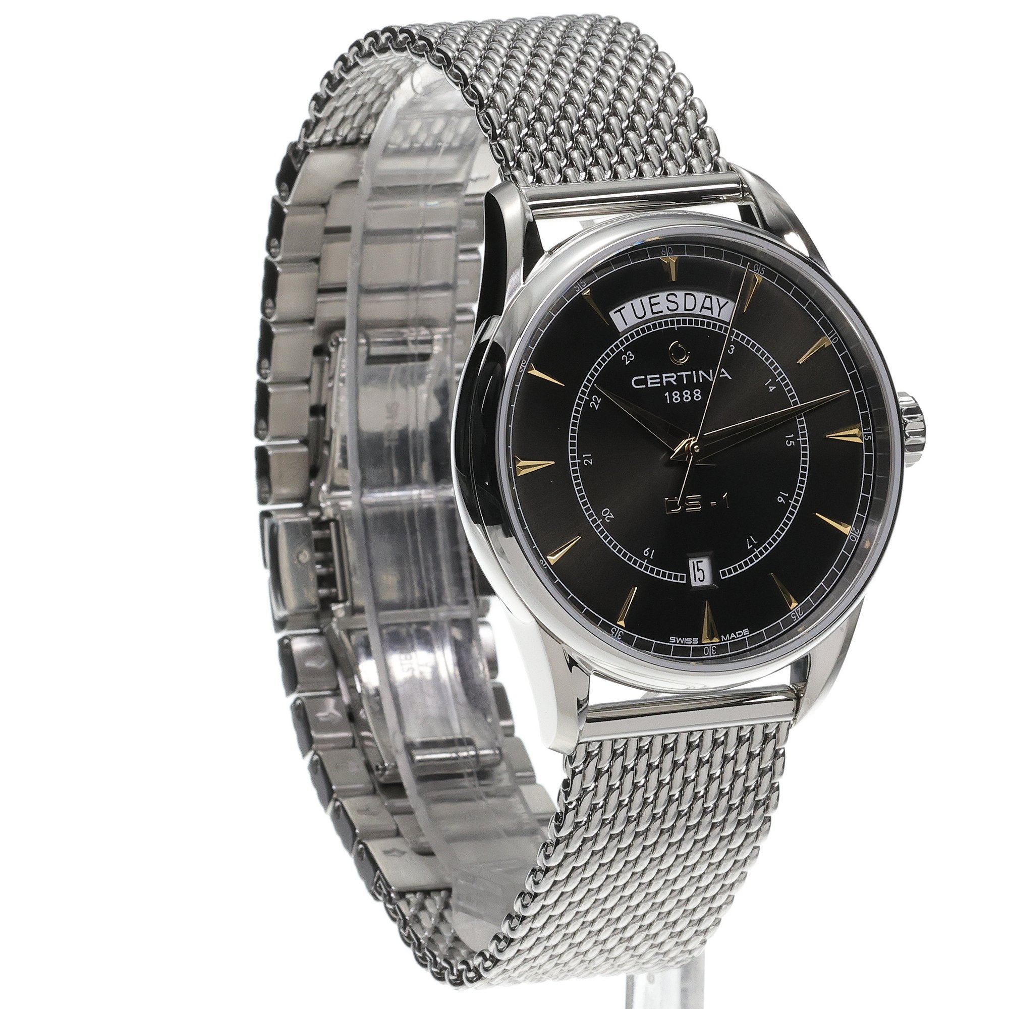 Certina C0294301105100 DS-1 Day Date 40mm DS-1 klasyczny zegarek srebrny