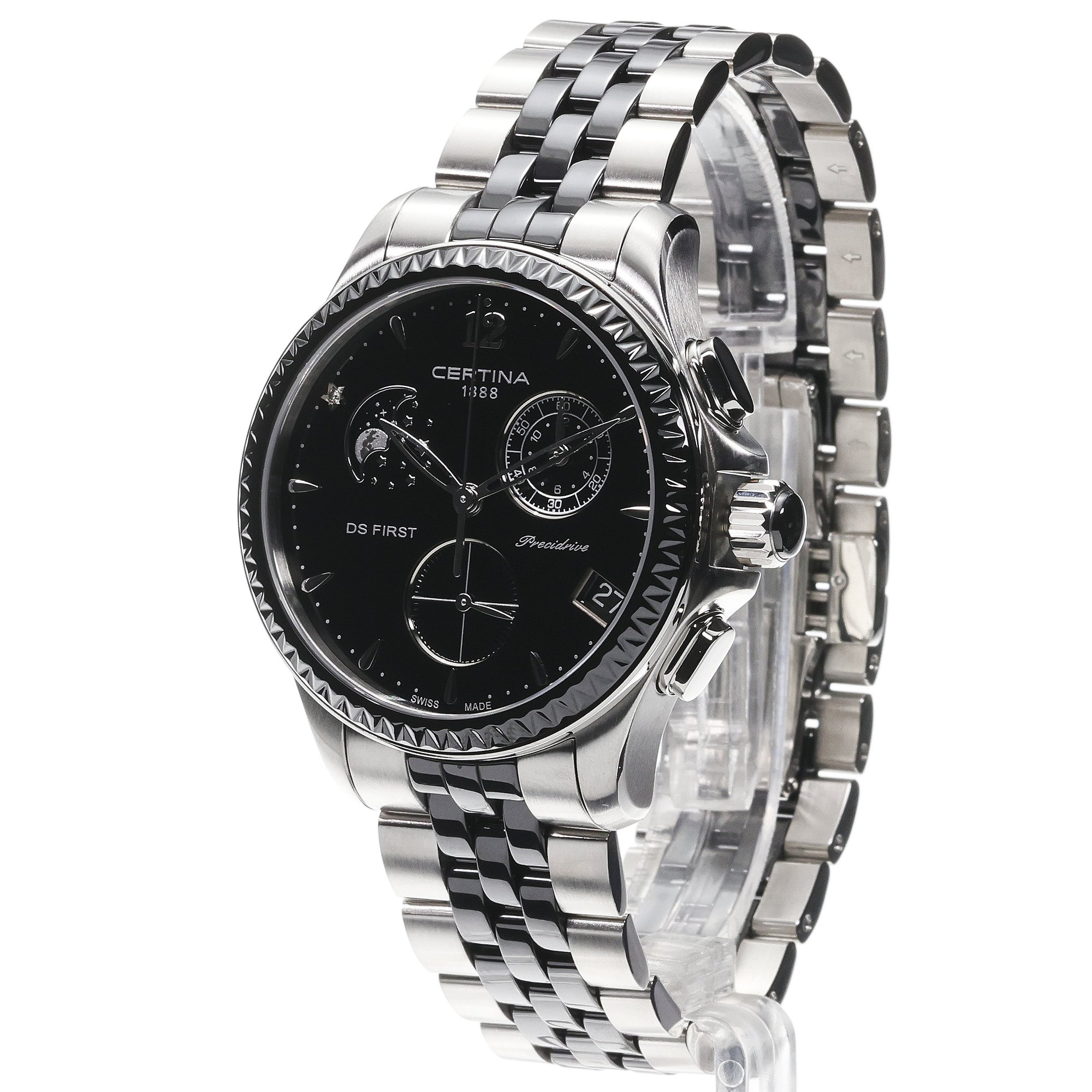 Certina C0302501105600 zegarek srebrny klasyczny DS First bransoleta