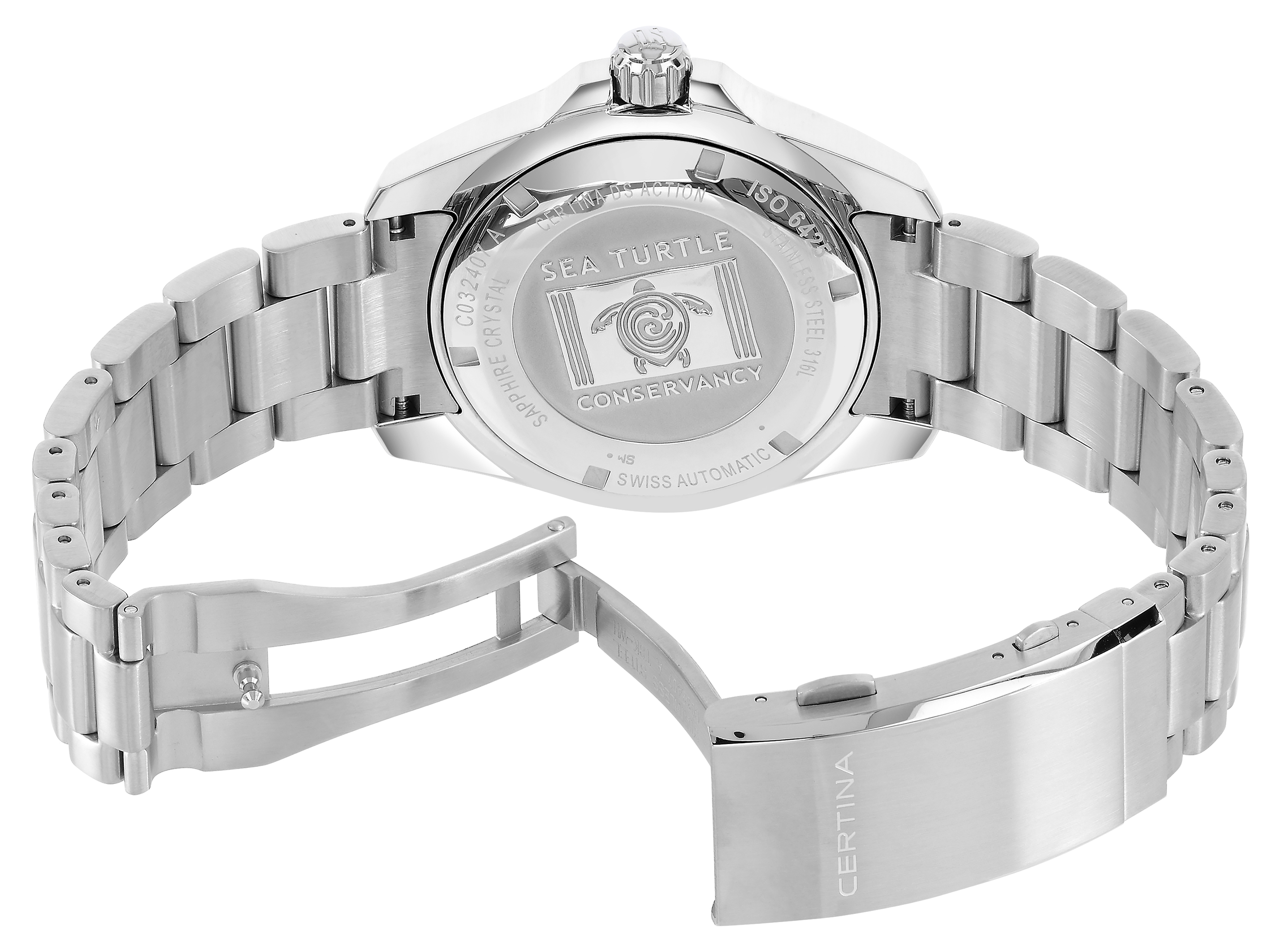 Certina C032.407.11.051.10 DS Action Diver Powermatic 80 Sea Turtle Special Edition DS Action klasyczny zegarek srebrny