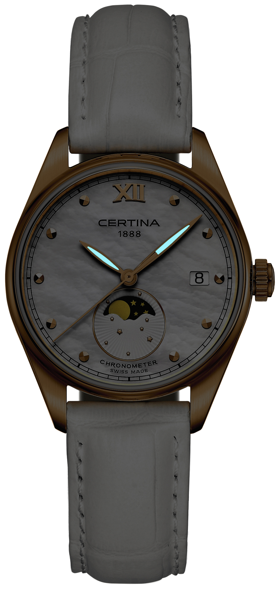Certina C033.257.36.118.00 DS-8 Moon Phase Lady DS-8 klasyczny zegarek różowe złoto - miniatura 6