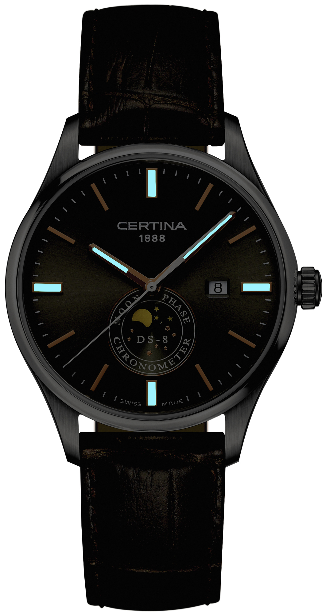 Certina C033.457.16.081.00 DS-8 DS-8 Moon Phase zegarek męski klasyczny szafirowe - miniatura 2