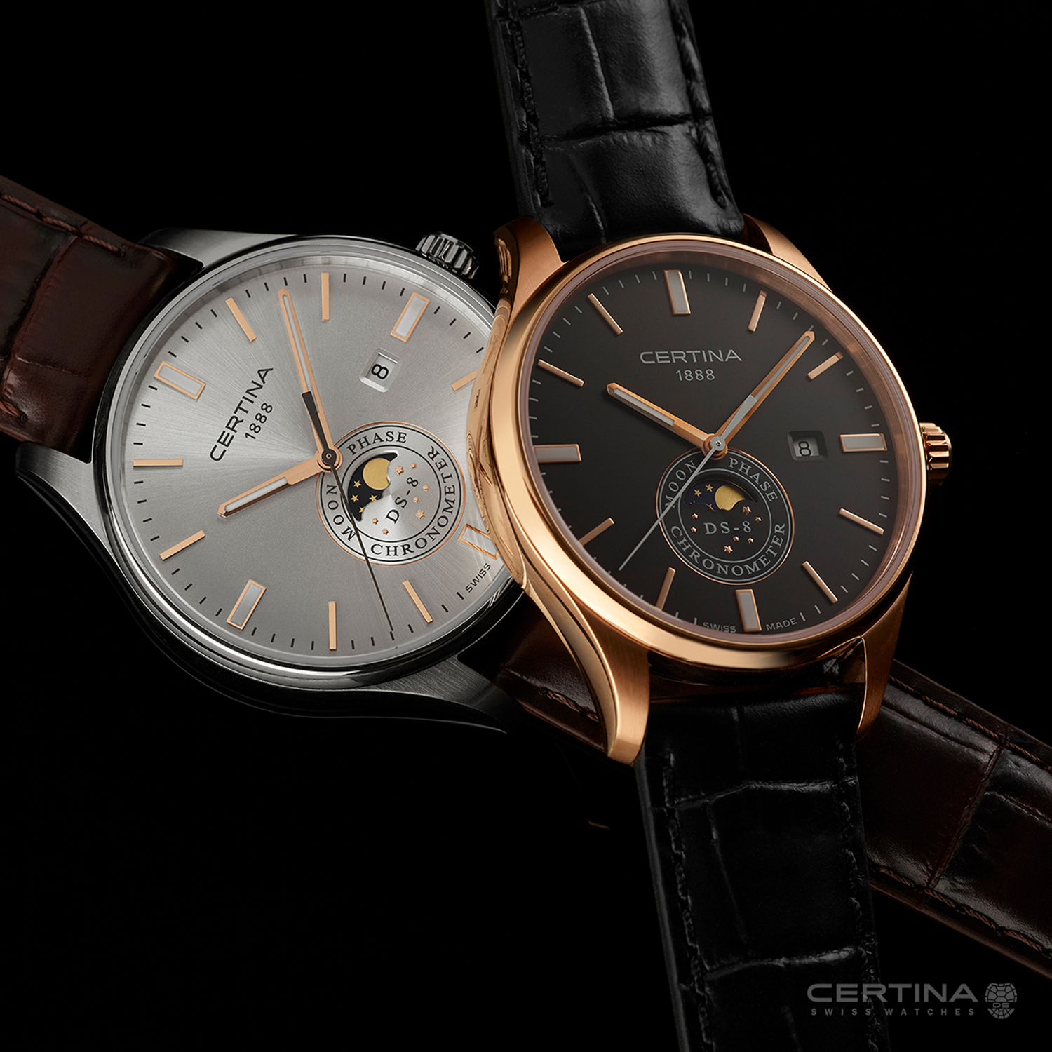 Certina C033.457.36.051.00 DS-8 DS-8 Moon Phase zegarek męski klasyczny szafirowe - miniatura 12