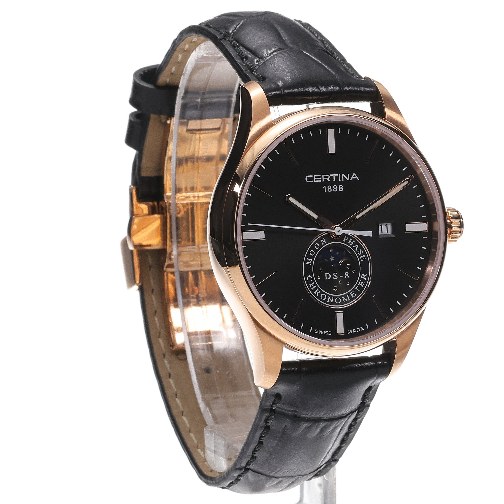 Certina C0334573605100 DS-8 Moon Phase 40mm DS-8 klasyczny zegarek różowe złoto - miniatura 3