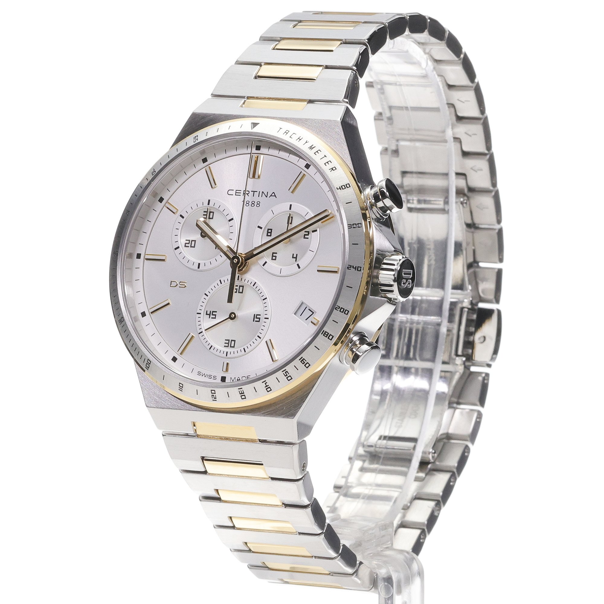 Certina C0434172203100 DS-7 Chronograph 41mm DS-7 sportowy zegarek srebrny