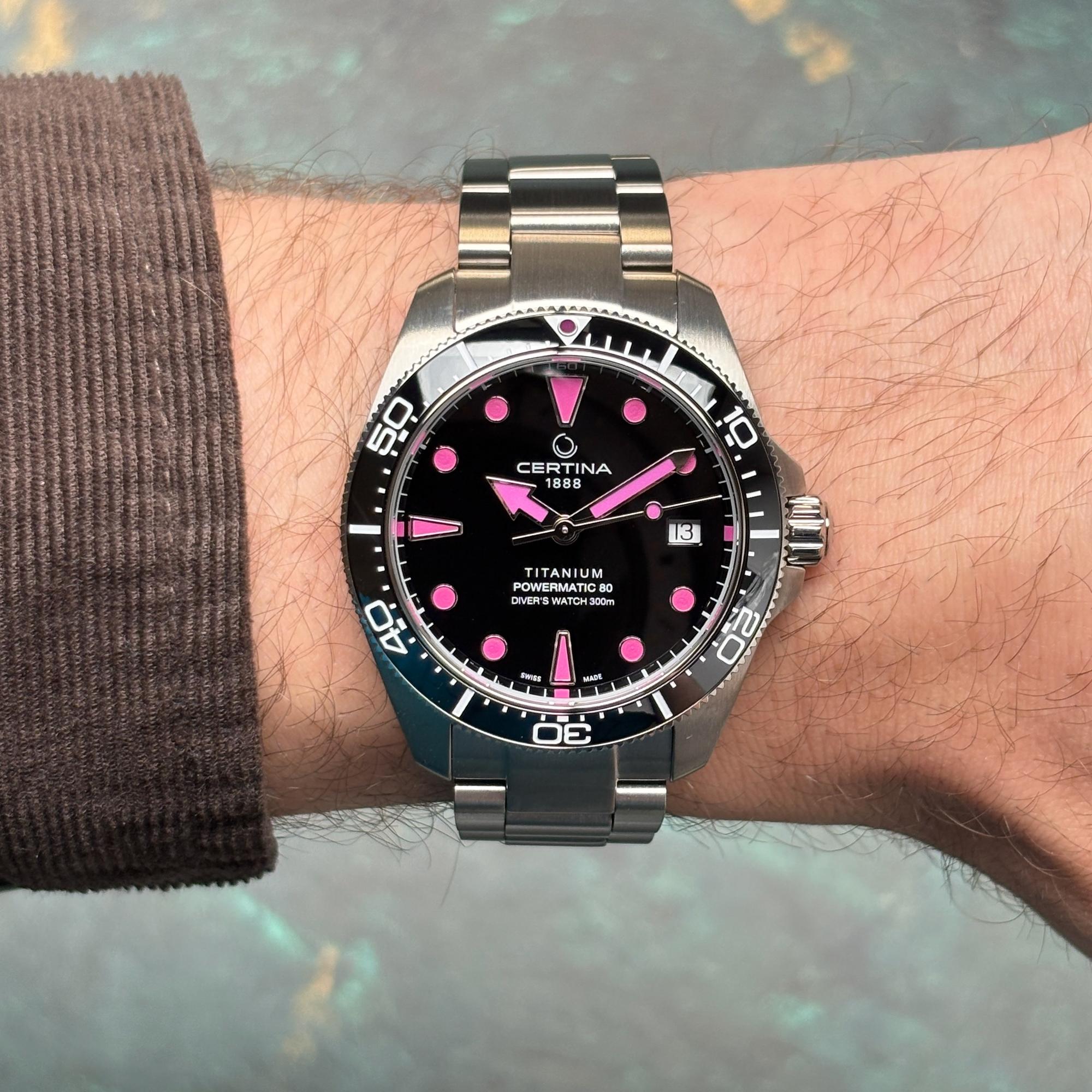 Certina C0488074405101 DS Action Diver Titanium 38mm Powermatic 80 DS Action klasyczny zegarek szary