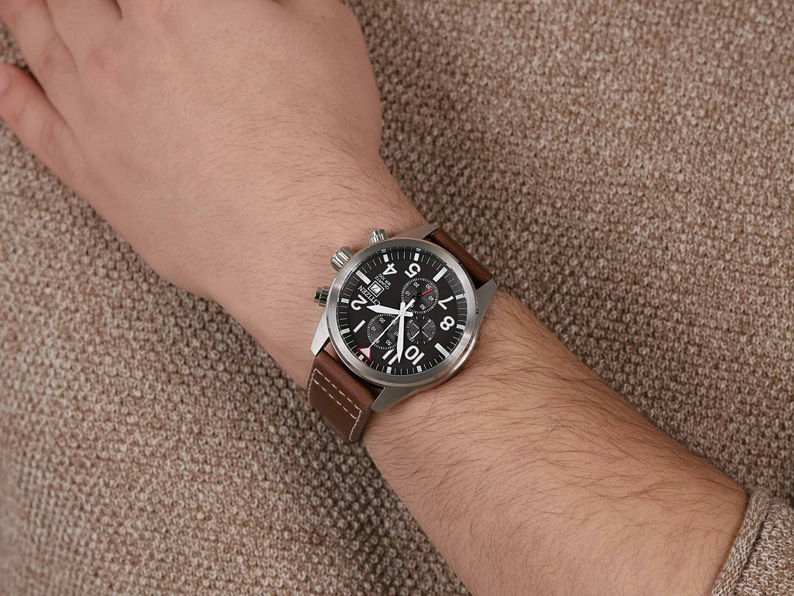 Citizen AN3620-01H zegarek srebrny klasyczny Chrono pasek