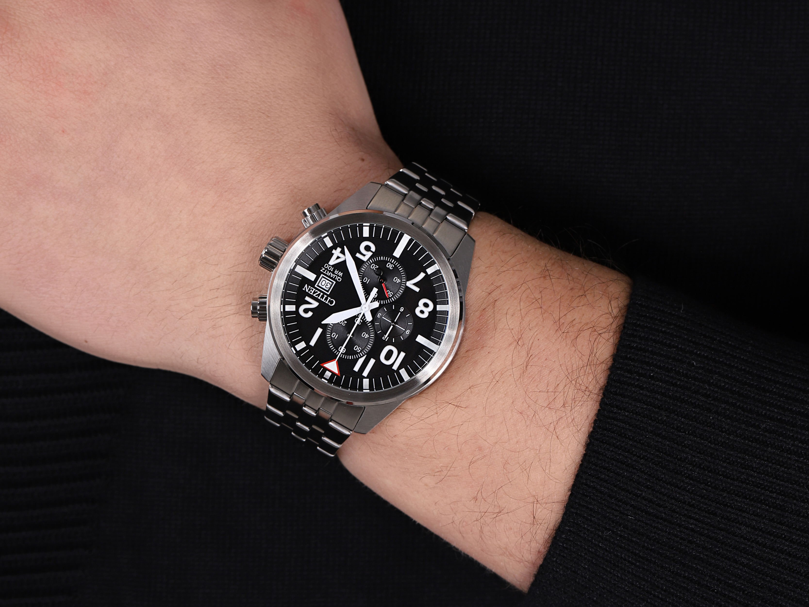 Citizen AN3620-51E zegarek srebrny klasyczny Chrono bransoleta - miniatura 4