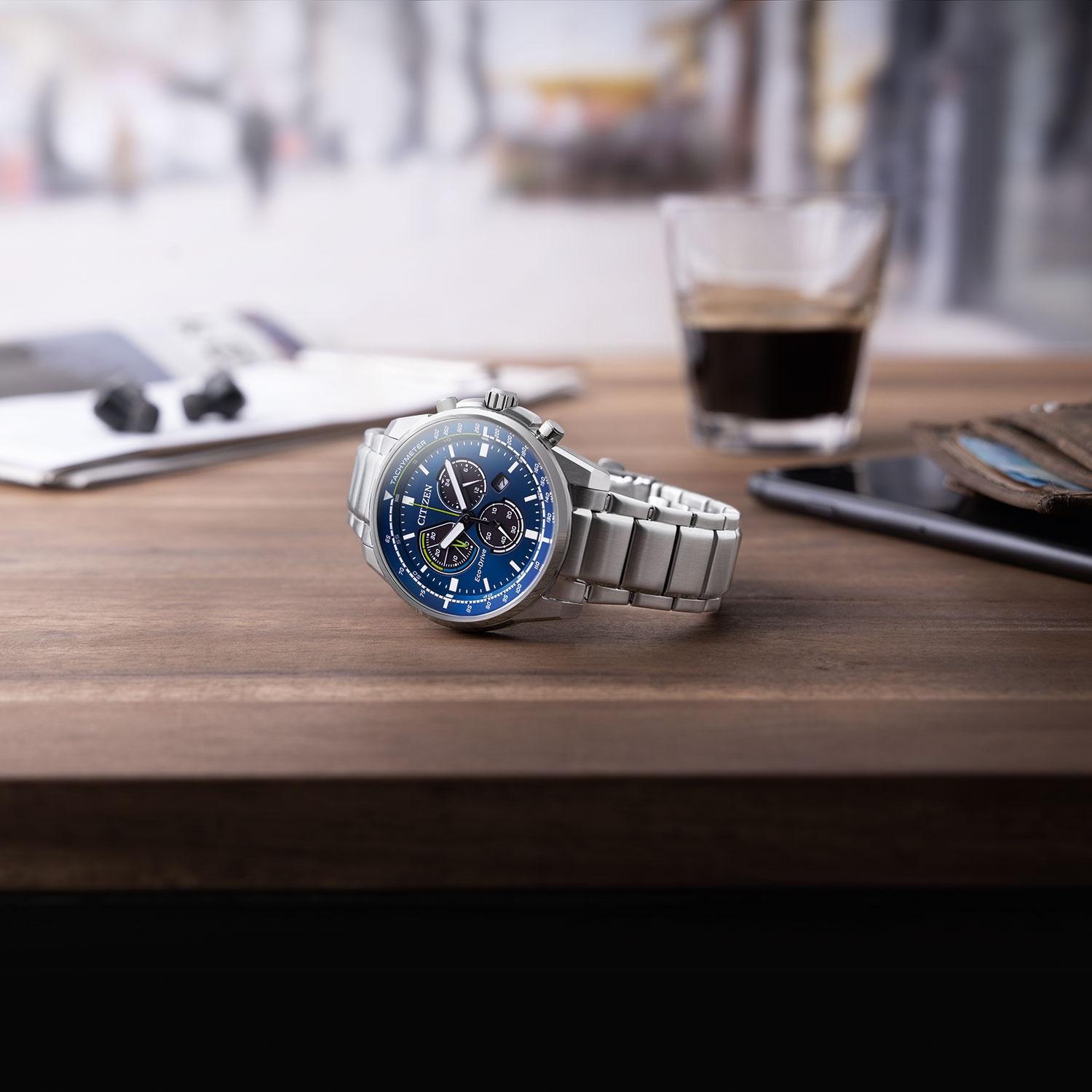 Citizen AT1190-87L zegarek srebrny sportowy Chrono bransoleta - miniatura 5