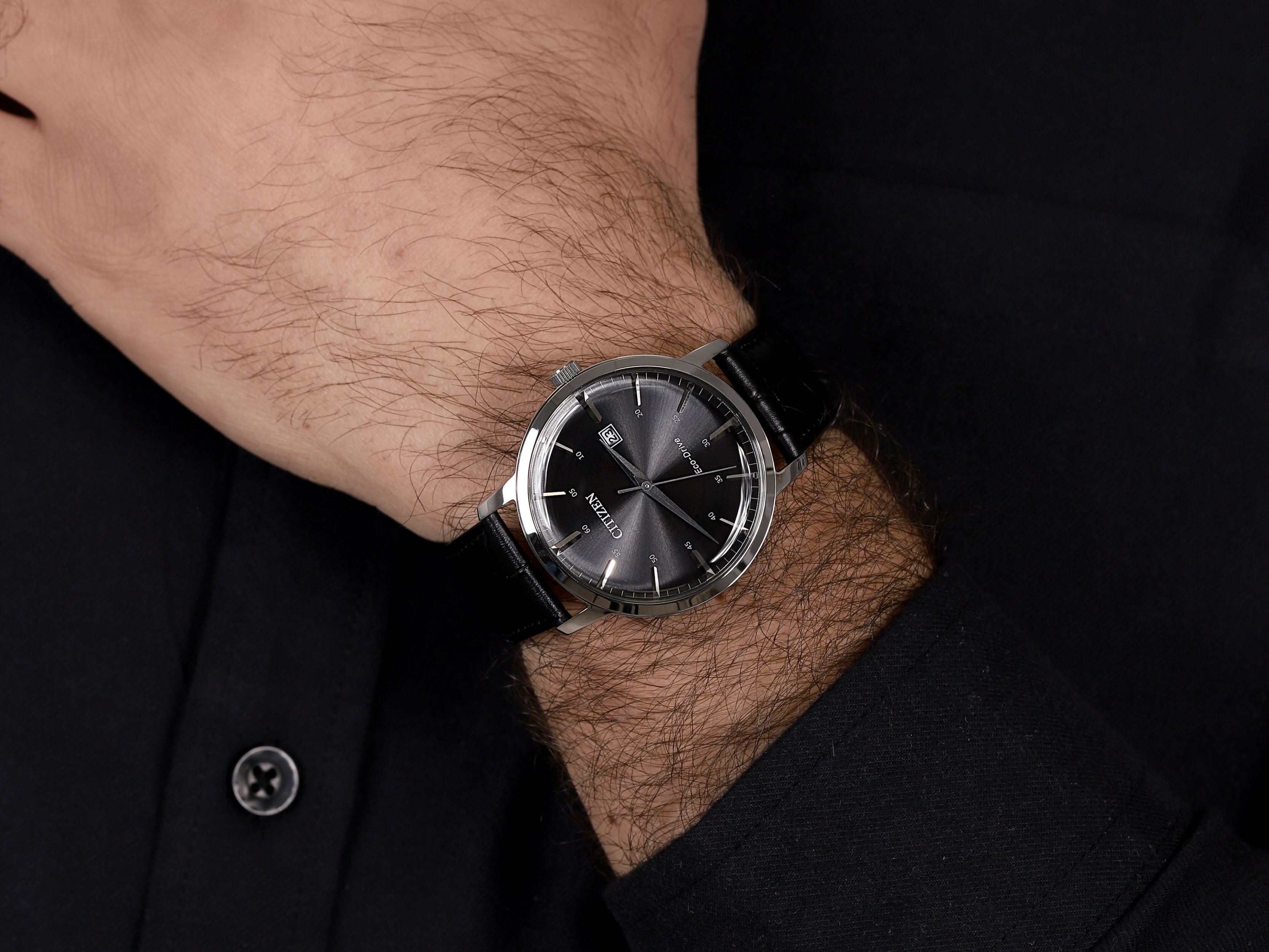 Citizen BM7460-11E zegarek srebrny klasyczny Ecodrive pasek - miniatura 4