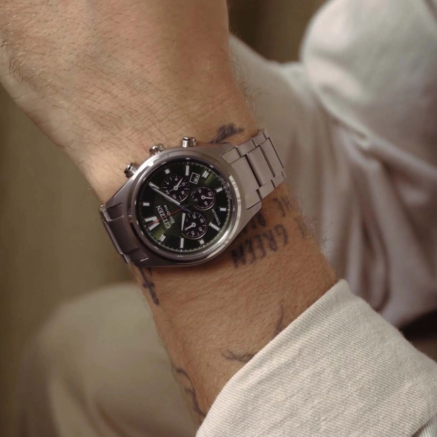 Citizen CA4750-51X Super Titanium Chronograph Titanium sportowy zegarek szary - miniatura 9