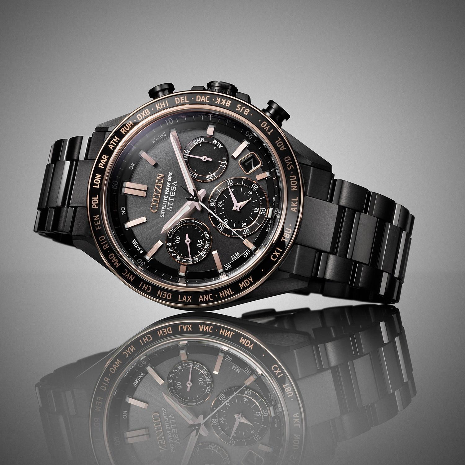 Citizen CC4074-61W Attesa Eco-Drive Satelite Satellite Wave klasyczny zegarek czarny - miniatura 10