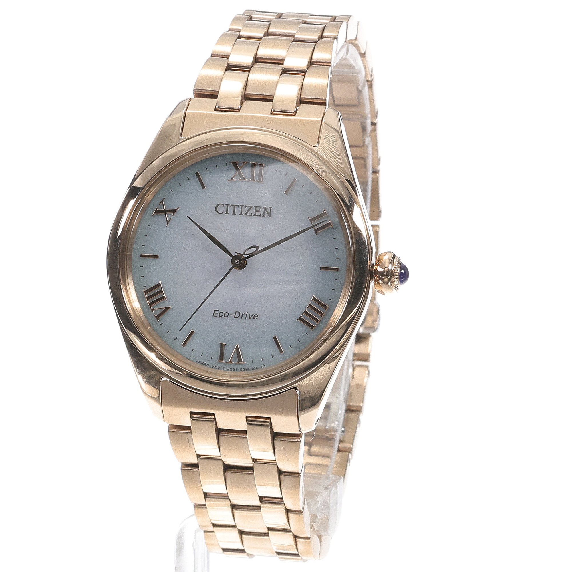 Citizen EM1143-81X zegarek różowe złoto elegancki Ecodrive bransoleta