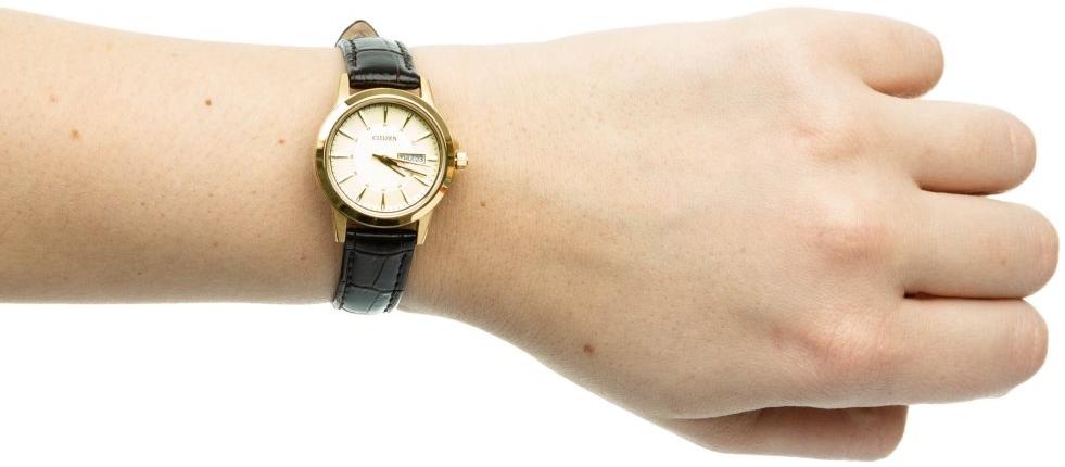 Citizen EQ0603-08PE zegarek złoty klasyczny Leather pasek - miniatura 5