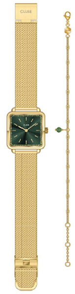 Cluse Mesh Green, Gold Colour and Malachite Bracelet Giftbox CG1031