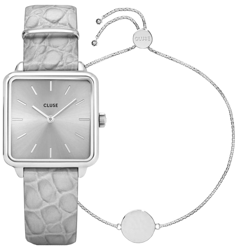 Cluse Gift box La Tétragone Alligator Watch and Disc Bracelet CG10312