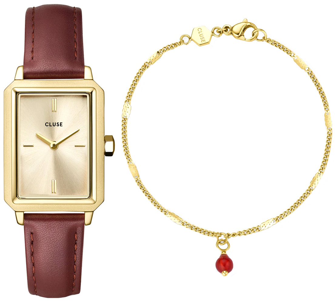 Cluse Fluette Leather Chain Bracelet Gold Gift Box CG11502