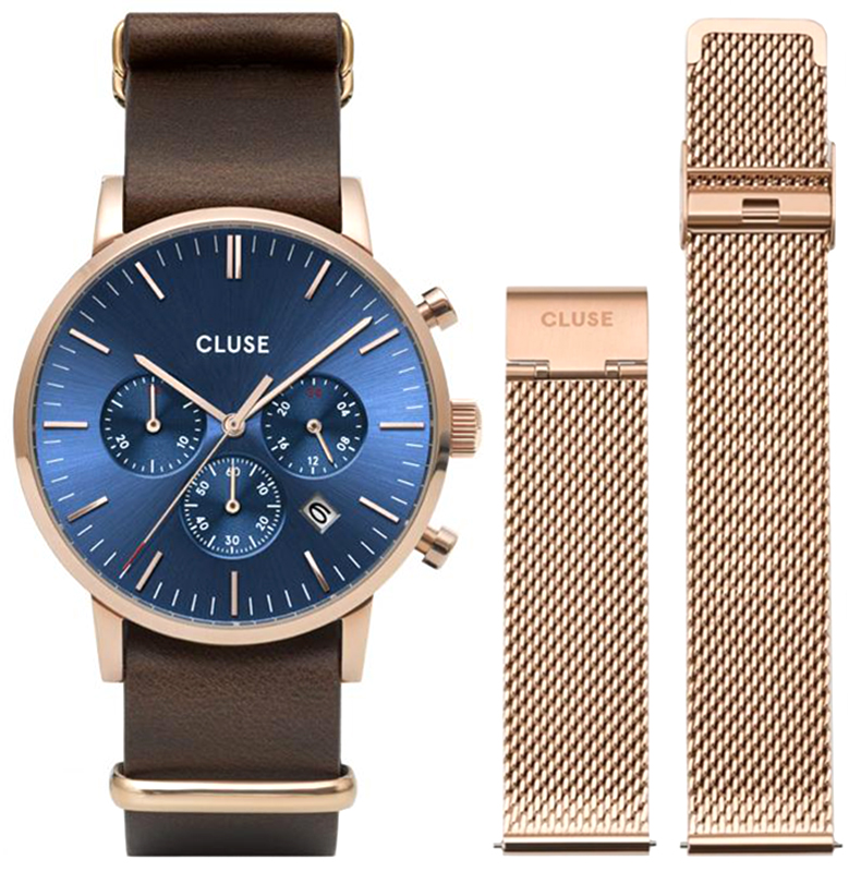 Cluse Gift box Aravis Chrono Watch & Mesh Strap Rose Gold CG21001
