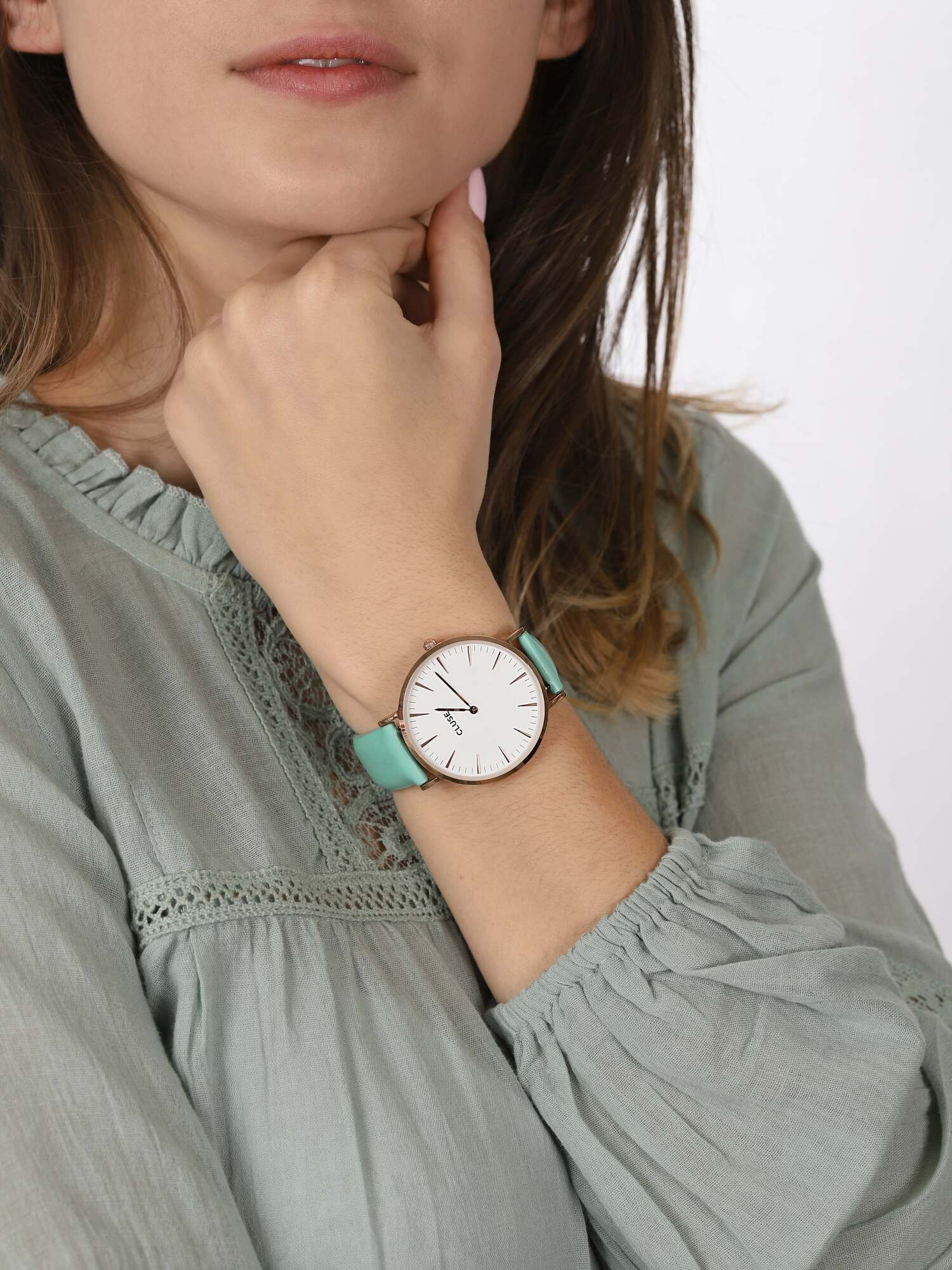 Cluse CL18013 Rose Gold White/Mint zegarek klasyczny Boho Chic - miniatura 3