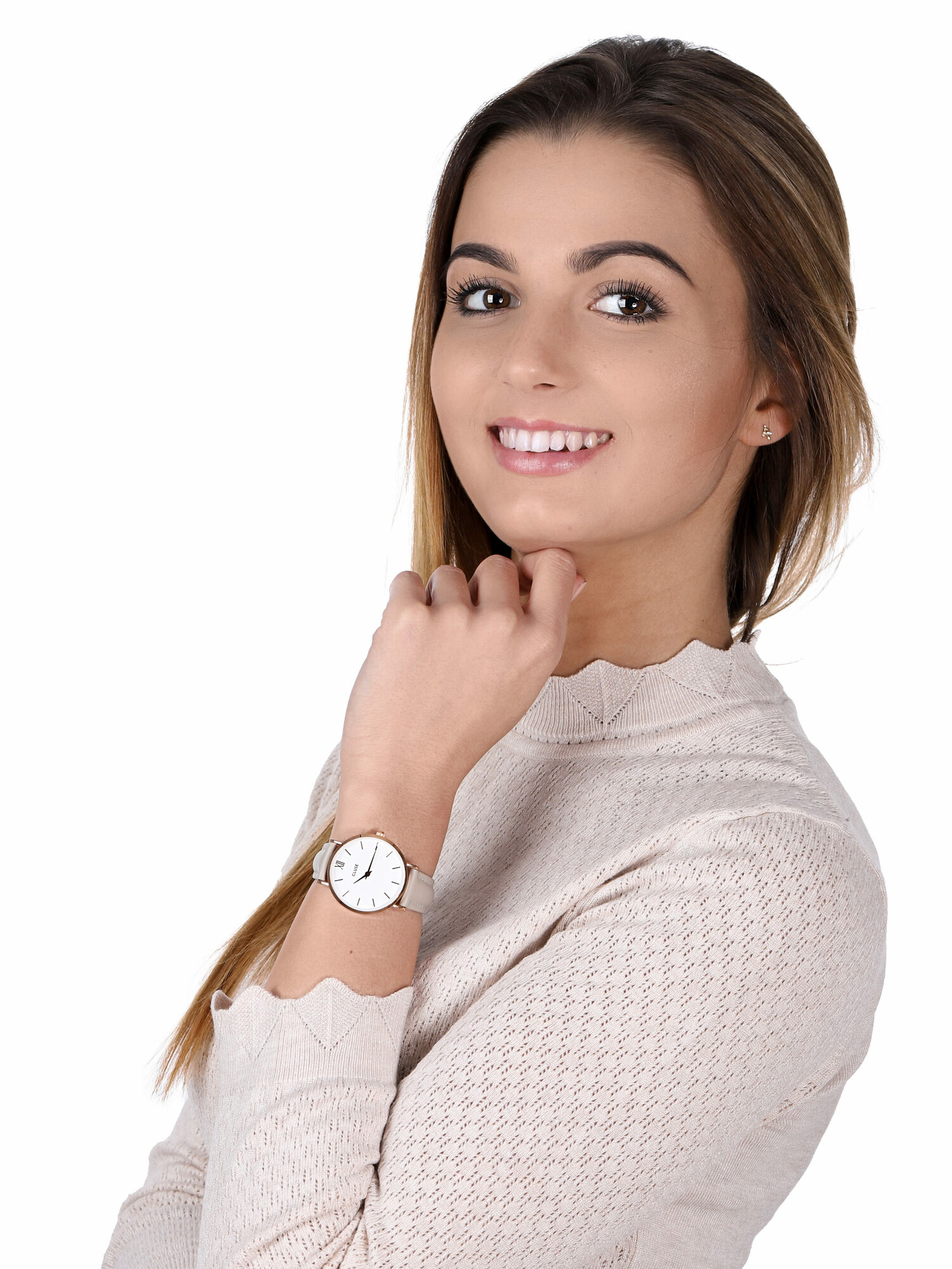 Cluse CL30002 Minuit Rose Gold White/Grey zegarek damski klasyczny mineralne - miniatura 2