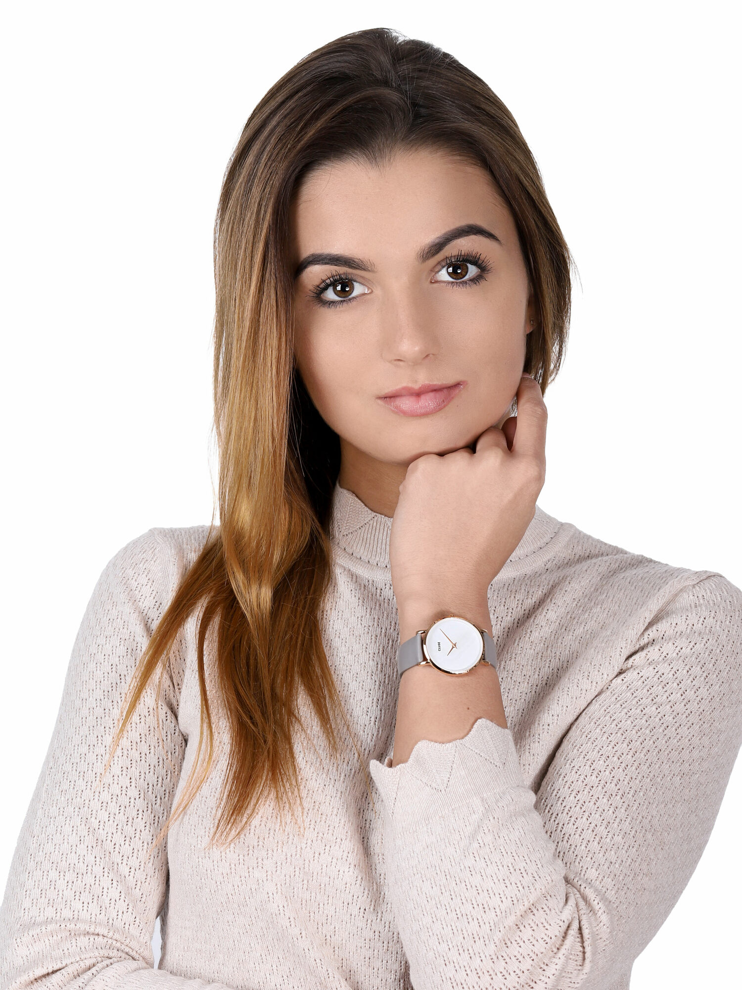 Cluse CL30049 Minuit Rose Gold White Pearl/Stone Grey zegarek damski klasyczny mineralne