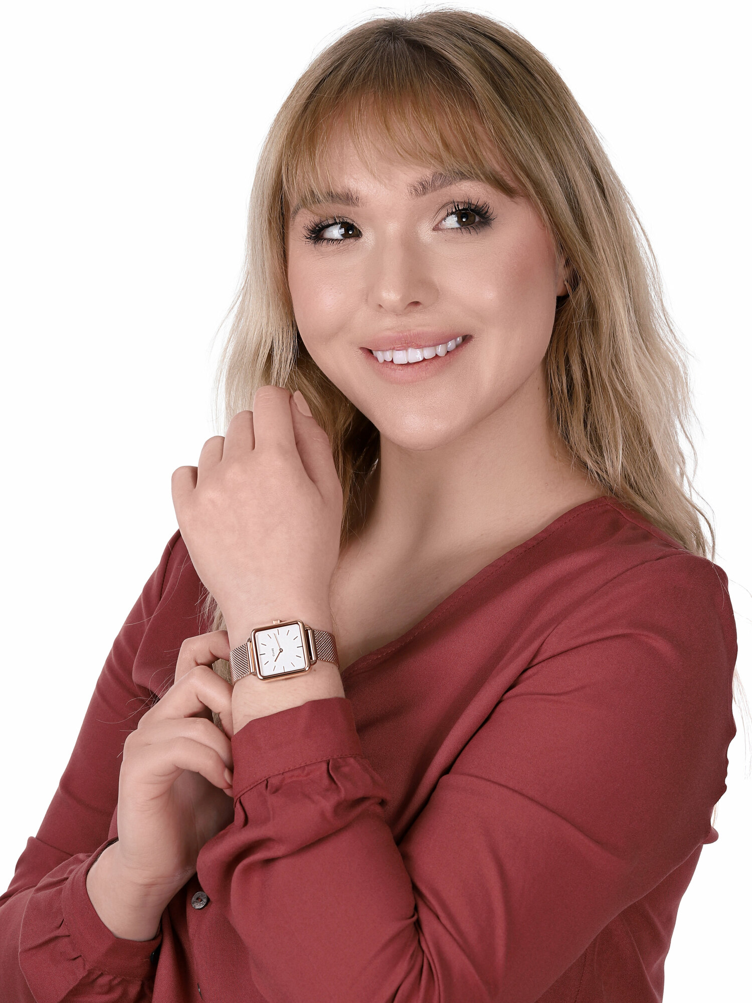 Cluse CL60003 La Tetragone Rose Gold Mesh/White zegarek damski fashion/modowy mineralne - miniatura 2
