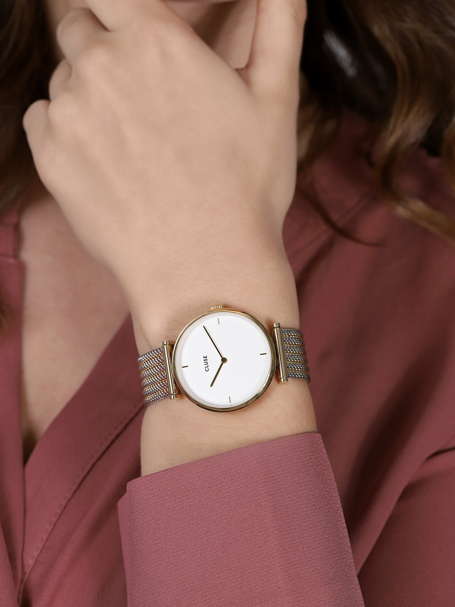 Cluse CW0101208002 Triomphe Gold White/Silver Gold zegarek damski fashion/modowy mineralne - miniatura 3