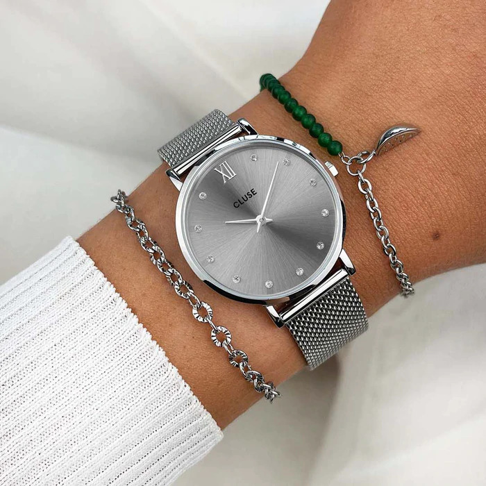 Cluse CW10203 Mesh Crystals, Grey, Silver Colour zegarek fashion/modowy Minuit - miniatura 3