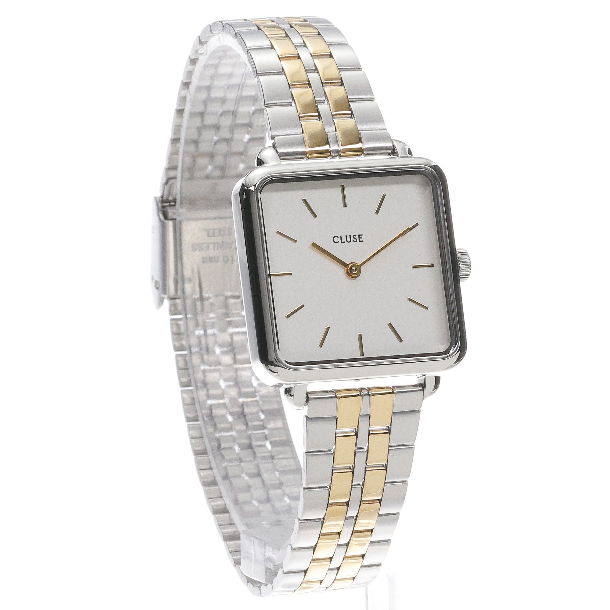 Cluse CW10313 zegarek srebrny klasyczny La Tetragone bransoleta