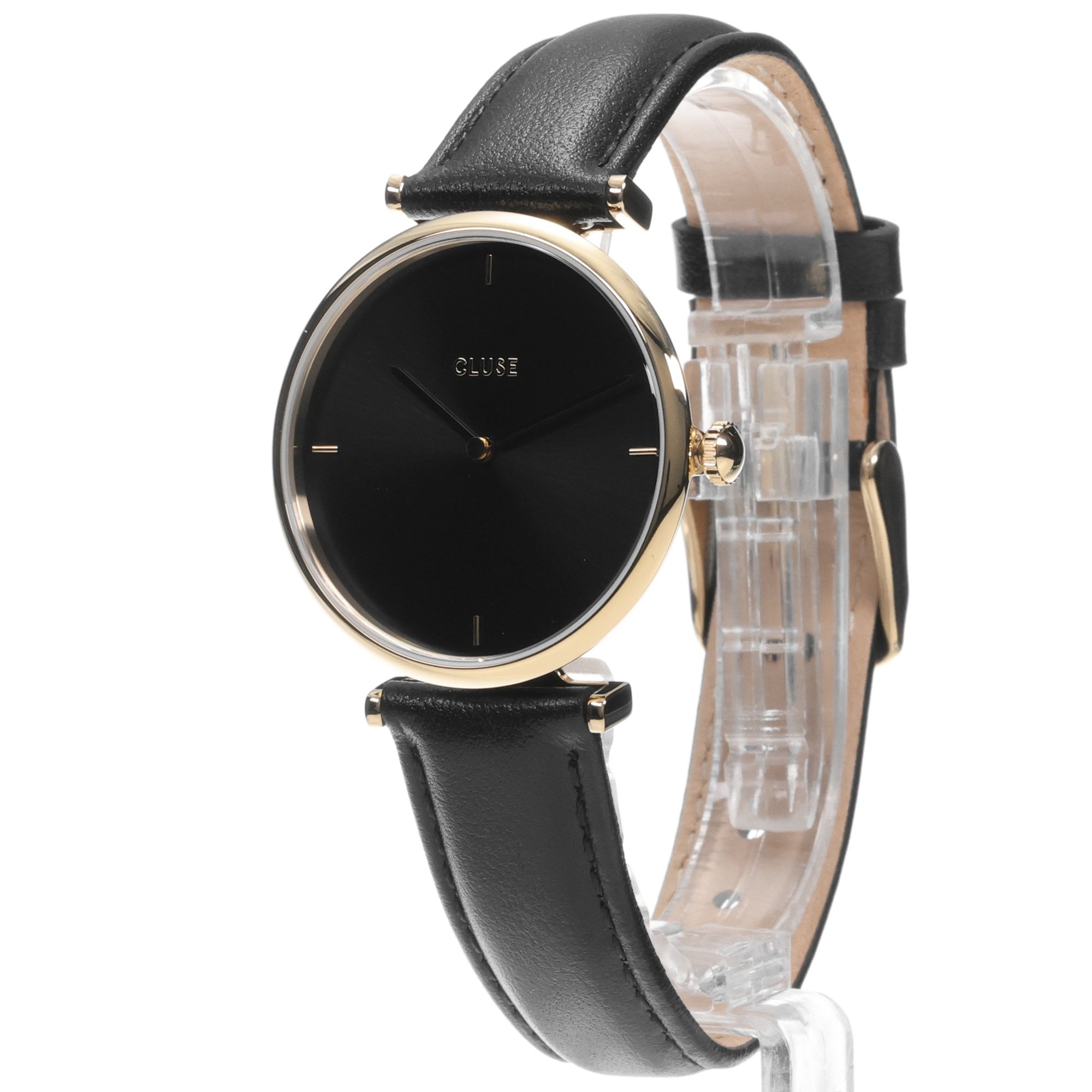 Cluse CW10404 Triomphe Leather Black Gold colour zegarek damski fashion-modowy mineralne - miniatura 2