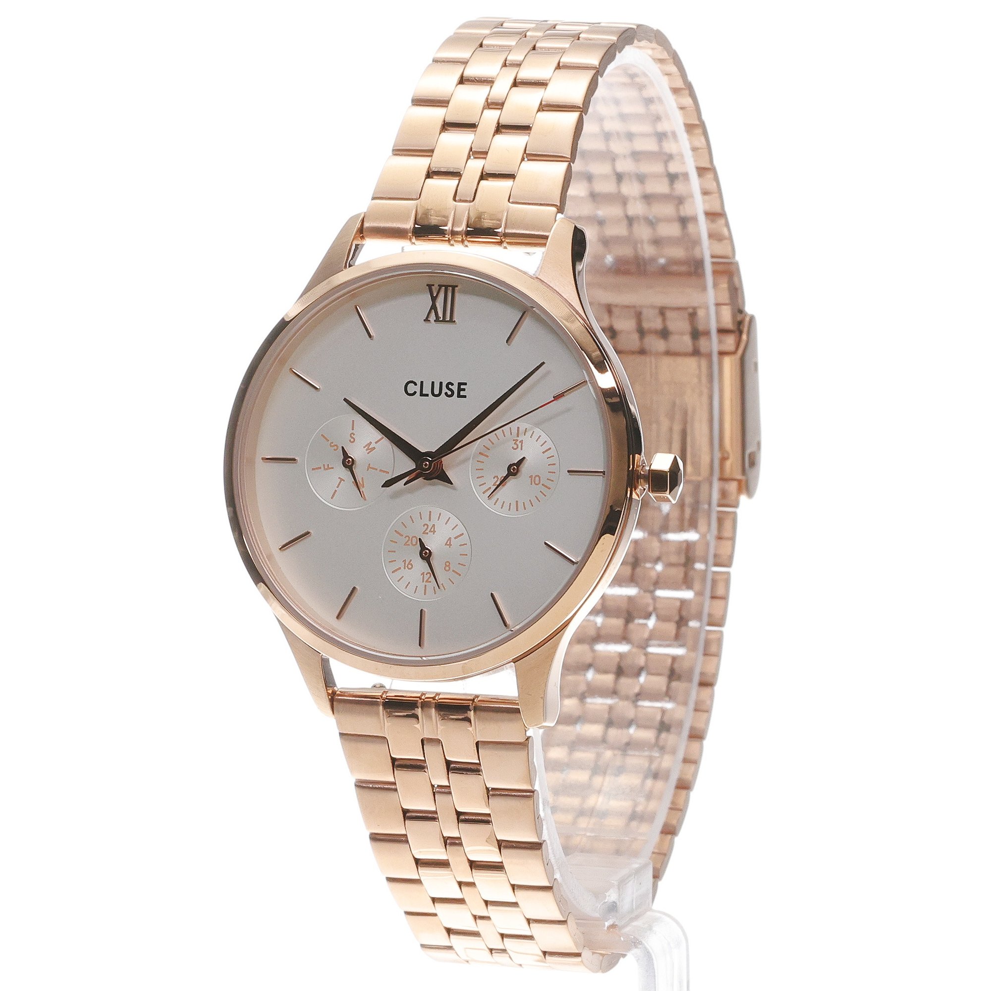 Cluse CW10702 Minuit Multifunction White-Rose Gold Minuit klasyczny zegarek różowe złoto