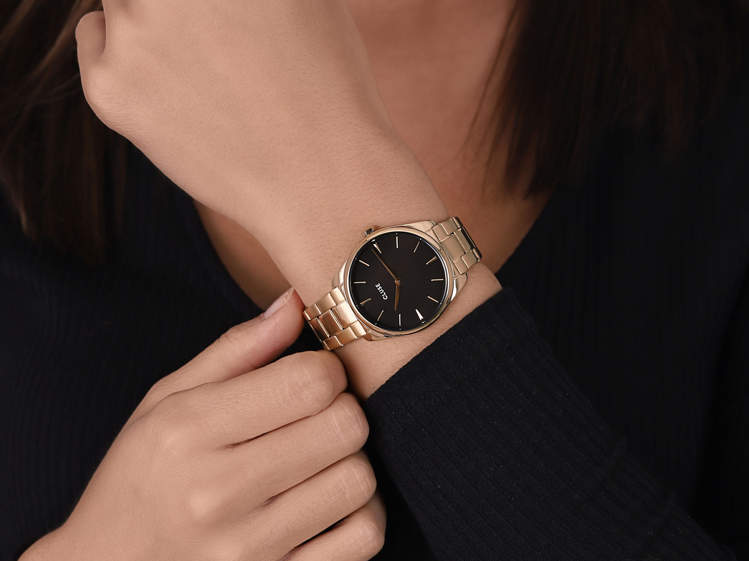 Cluse CW11208 Feroce Petite Steel Black, Gold Colour zegarek damski fashion/modowy mineralne - miniatura 4