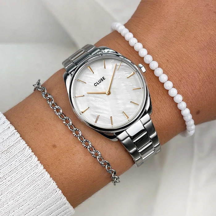 Cluse CW11211 Steel White Pearl/Silver zegarek klasyczny Feroce Petite
