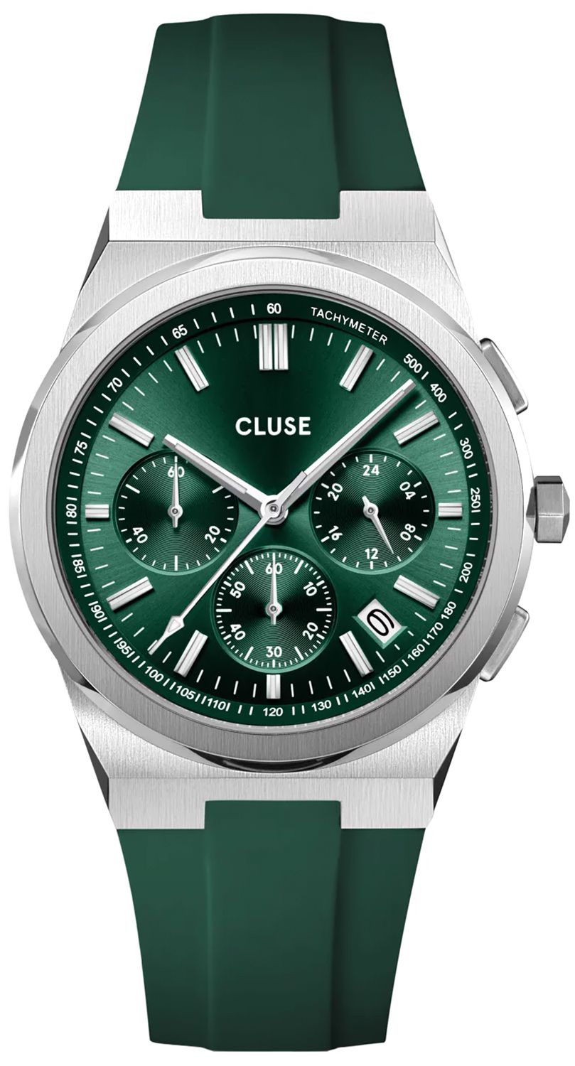 Vigoureux Chrono Silicone Green Silver Cluse CW20808 