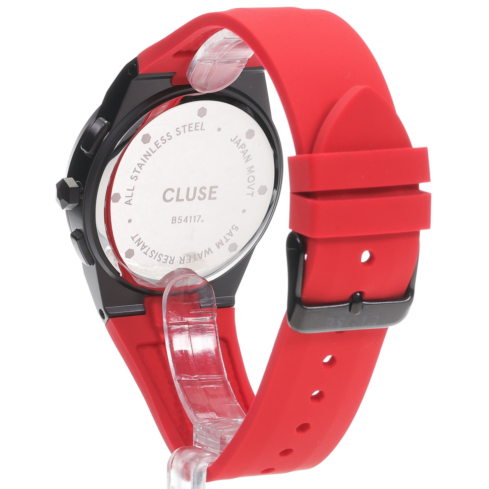 Cluse CW20810 Vigoureux Chrono Silicone Red Black Vigoureux sportowy zegarek czarny - miniatura 4