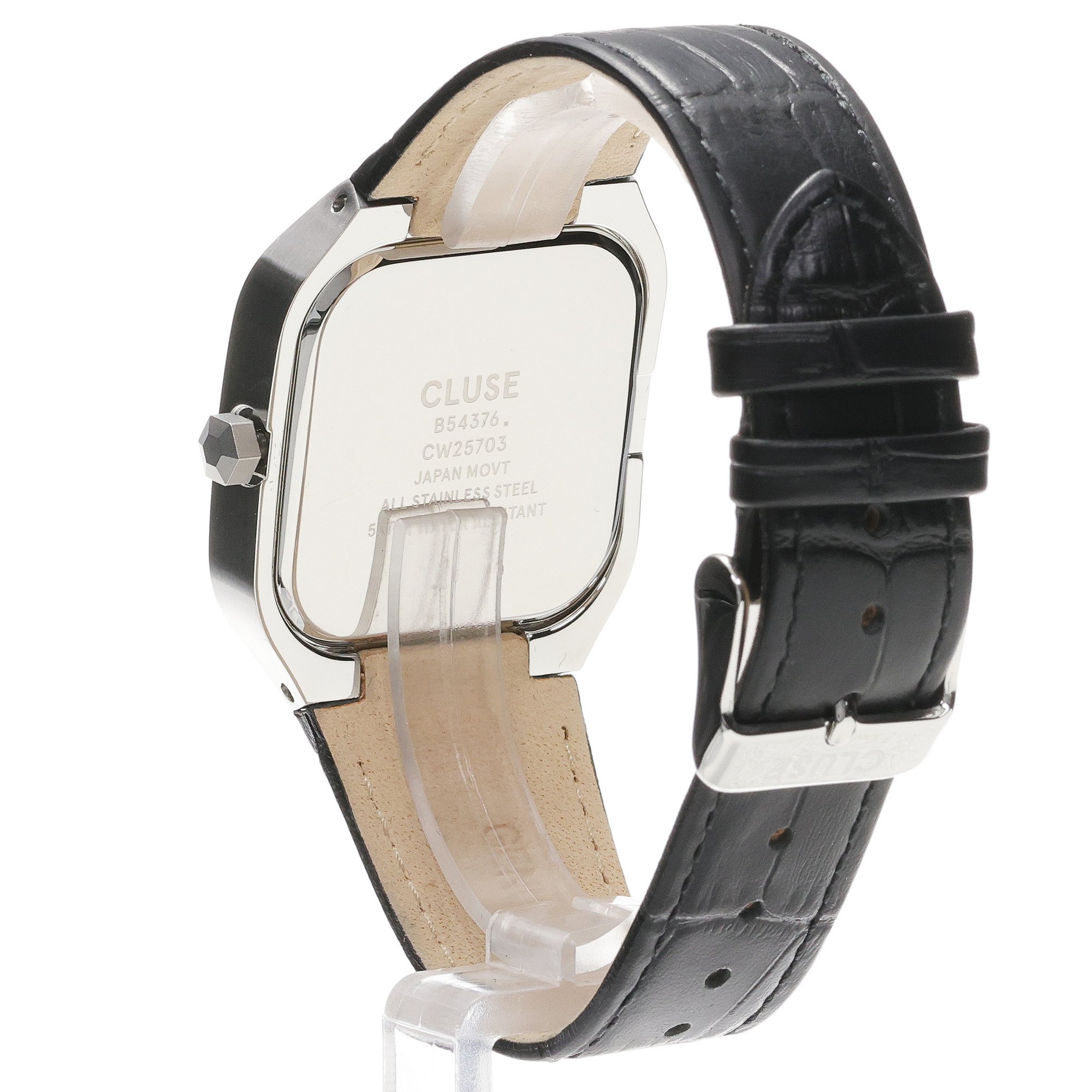 Cluse CW25703 Quadrus Quadrus Leather Black Silver zegarek męski klasyczny mineralne