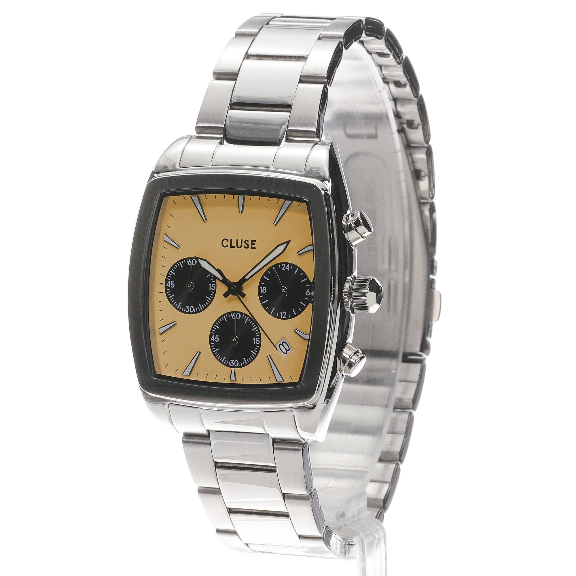 Cluse CW52004 Cluse Quartaut Chrono Steel Yellow and Grey Silver zegarek męski klasyczny mineralne